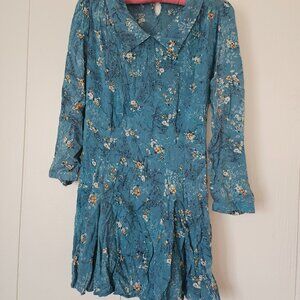 LILY ASHWELL Green Floral Silk Dress